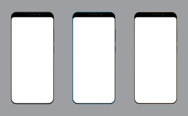 Realistic mobile phone empty screen for mockup persentation