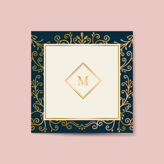 Initialed gold frame background