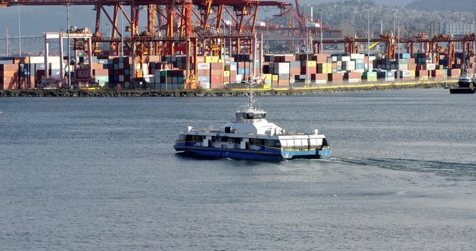 Seabus departing Waterfront during windy weather