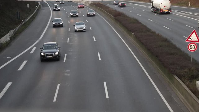 Video of the German Autobahn / highway / motorway "A3" with cars driving across.