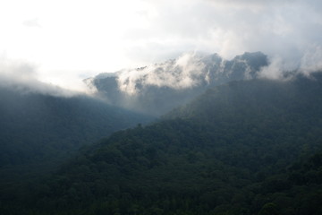 clouds over mountains