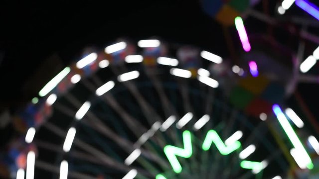 roller coaster night time festival holidays top view closeup rotation round  motion