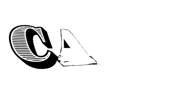 Time Lapse Hand Drawn sketch text word CASH with 3d rotate on white background