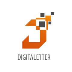Geometric digital pixel initial letter J logo concept design. Symbol graphic template element