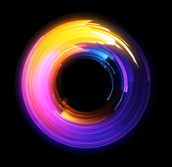 Vivid abstract background. Beautiful design of rotation frame.  .Mystical portal. Bright sphere lens. Rotating lines. Glow ring. .Magic neon ball. Led blurred swirl. Spiral glint lines.