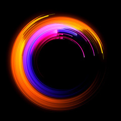 Vivid abstract background. Beautiful design of rotation frame.  .Mystical portal. Bright sphere lens. Rotating lines. Glow ring. .Magic neon ball. Led blurred swirl. Spiral glint lines.