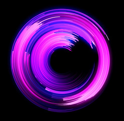 Vivid abstract background. Beautiful design of rotation frame.  .Mystical portal. Bright sphere lens. Rotating lines. Glow ring. .Magic neon ball. Led blurred swirl. Spiral glint lines.