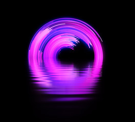 Vivid abstract background. Beautiful design of rotation frame.  .Mystical portal. Bright sphere lens. Rotating lines. Glow ring. .Magic neon ball. Led blurred swirl. Spiral glint lines.