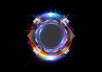 Vivid abstract background. Beautiful design of rotation frame.  .Mystical portal. Bright sphere lens. Rotating lines. Glow ring. .Magic neon ball. Led blurred swirl. Spiral glint lines.