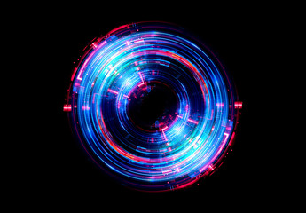Vivid abstract background. Beautiful design of rotation frame.  .Mystical portal. Bright sphere lens. Rotating lines. Glow ring. .Magic neon ball. Led blurred swirl. Spiral glint lines.