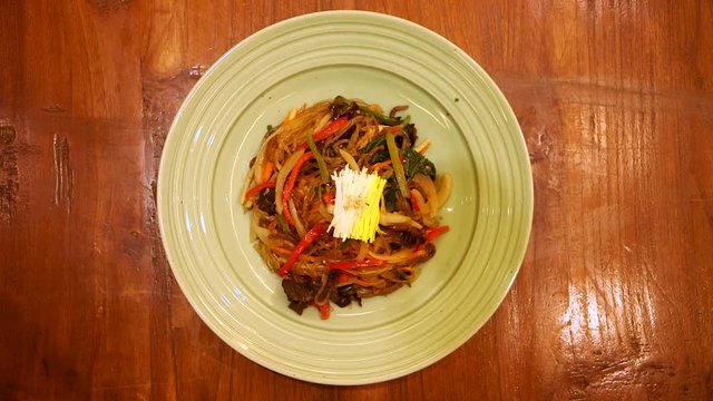 Beautiful Traditional Korean Asian Dish Chapchae Noodles