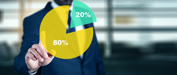 businessman touching  pie chart