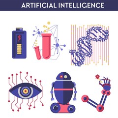 Artificial intelligence vector illustration of robot human mind