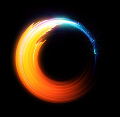 Vivid abstract background. Beautiful design of rotation frame.  .Mystical portal. Bright sphere lens. Rotating lines. Glow ring. .Magic neon ball. Led blurred swirl. Spiral glint lines.