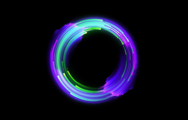 Vivid abstract background. Beautiful design of rotation frame.  .Mystical portal. Bright sphere lens. Rotating lines. Glow ring. .Magic neon ball. Led blurred swirl. Spiral glint lines.