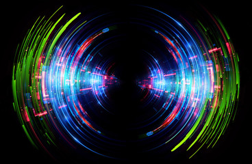 Vivid abstract background. Beautiful design of rotation frame.  .Mystical portal. Bright sphere lens. Rotating lines. Glow ring. .Magic neon ball. Led blurred swirl. Spiral glint lines.