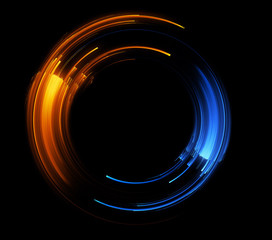 Vivid abstract background. Beautiful design of rotation frame.  .Mystical portal. Bright sphere lens. Rotating lines. Glow ring. .Magic neon ball. Led blurred swirl. Spiral glint lines.