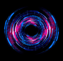 Vivid abstract background. Beautiful design of rotation frame.  .Mystical portal. Bright sphere lens. Rotating lines. Glow ring. .Magic neon ball. Led blurred swirl. Spiral glint lines.