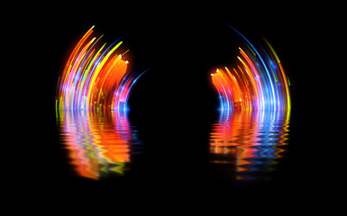 Vivid abstract background. Beautiful design of rotation frame.  .Mystical portal. Bright sphere lens. Rotating lines. Glow ring. .Magic neon ball. Led blurred swirl. Spiral glint lines.