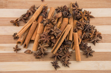 Star anise and Cinnamon sticks spice 