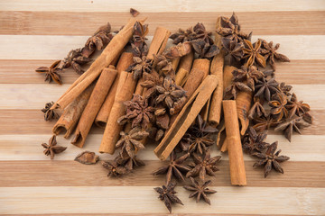 Star anise and Cinnamon sticks spice 
