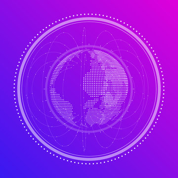 Abstract digital illustration of the globe in neon colors