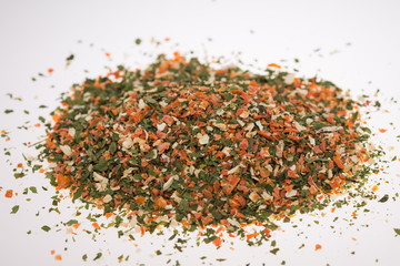 Mixed hot  spices on white background
