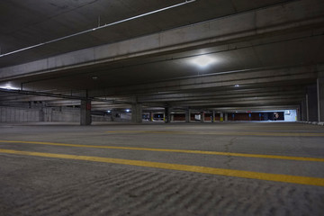 empty car parking ramp at night