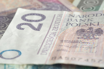 Nahaufnahme von Banknoten Polnische Zloty PLN