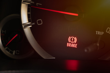 warning light handbrake in car dashboard