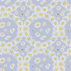 Daisy Wreath Seamless Pattern. Floral Design for Print, Background, Gift Wrap, Wallpaper, and Textile.