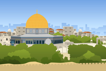 Dome of Rock Jerusalem Illustration