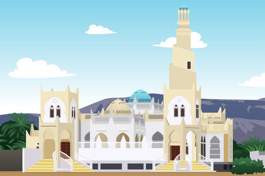 Hadramaut Mosque in Yemen Illustration
