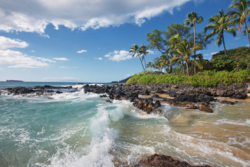 Crashing Waves in Tropical Beach (Makena Cove, Maui HI)

