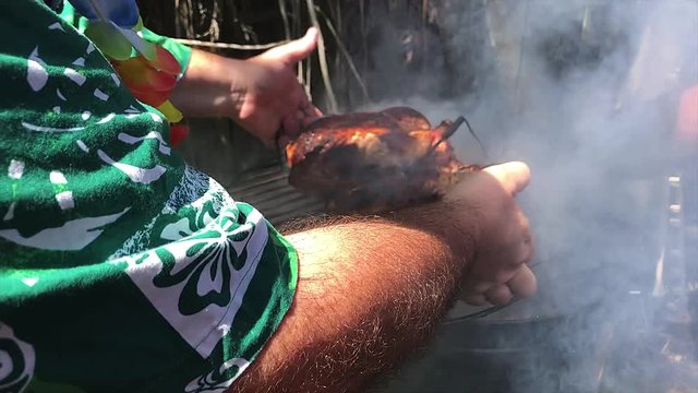 chicken cooking on a Bullet Smoker