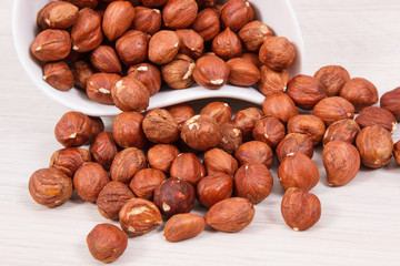 Hazelnuts as source healthy vitamins and minerals, nutritious eating