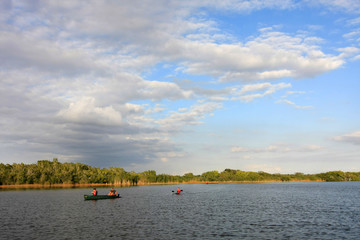 Canoe and kayaks in Nine Mile Pond, Everglades National Park, Florida.