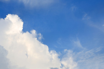 Fototapeta na wymiar Abstract shape of white cloud on blue sky background.