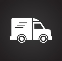 Truck icon on black background for graphic and web design, Modern simple vector sign. Internet concept. Trendy symbol for website design web button or mobile app