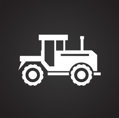 Tractor icon on black background for graphic and web design, Modern simple vector sign. Internet concept. Trendy symbol for website design web button or mobile app