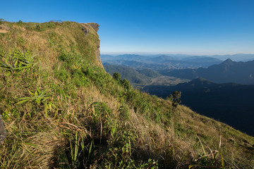 Fototapeta na wymiar Mountain peak landscape of Phu Chi Fa, Chiengrai in Northern Thailand.