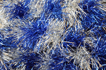 Christmas tinsel blue and white