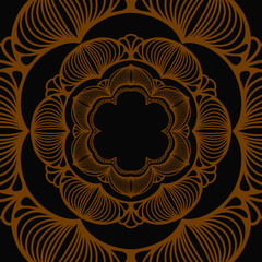 Abstract gold color mandala graphic design decorative elements isolated on   black color background for abstract concepts