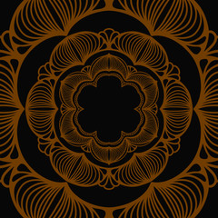 Abstract gold color mandala graphic design decorative elements isolated on   black color background for abstract concepts