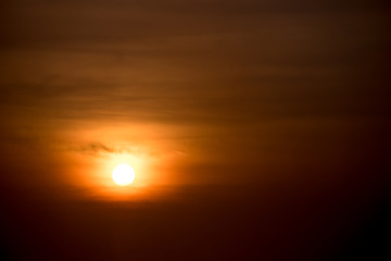 Dramatic sunset and sunrise over mountain morning twilight evening sky.