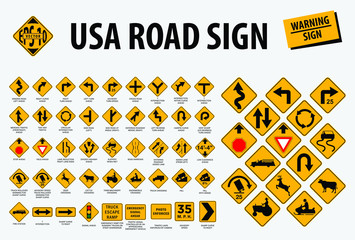 usa road sign - warning sign. easy to modify