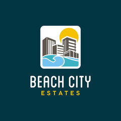 Colorful Cityscape and Beach logo design