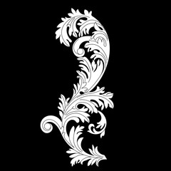 Black vintage baroque ornament, corner. Retro pattern antique style acanthus.