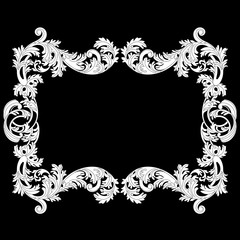 Vintage border frame engraving with retro ornament pattern in antique baroque style decorative design. Vector
