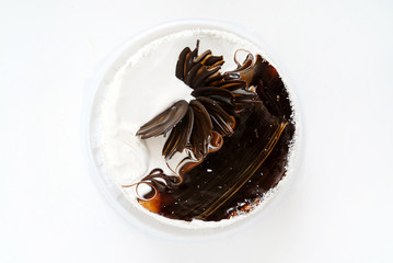 chocolate cake on the white background